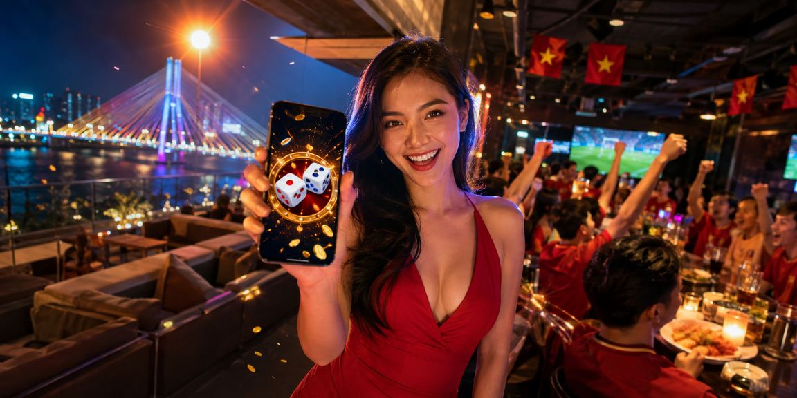 Hình ảnh vui chơi trò chơi tài xỉu tại Cần Thơ dưới ánh đèn neon