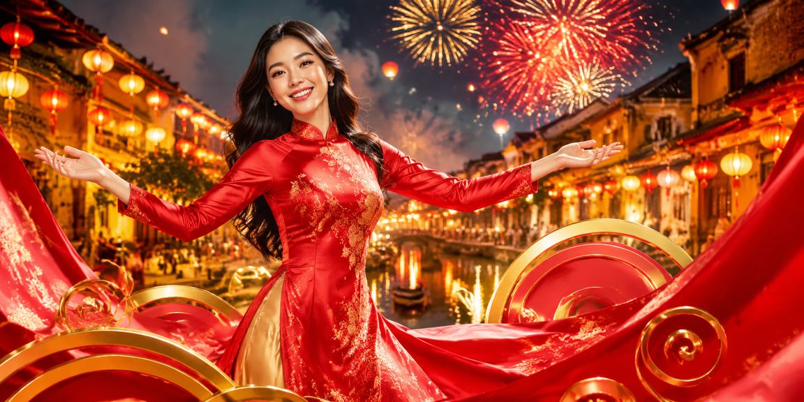 Người chơi nhận tiền thưởng tại Hội An trong trang phục truyền thống
